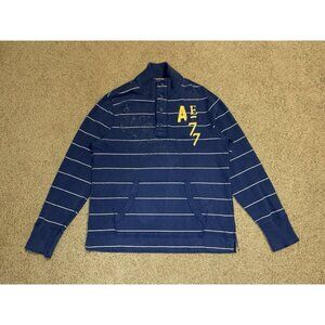 AMERICAN EAGLE Mens Vintage Fit Sweatshirt Striped Thick Y2K Casual Workwear XL